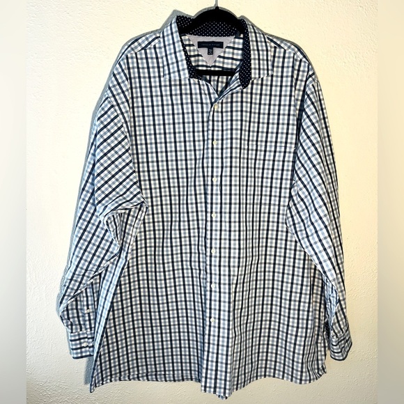 Tommy Hilfiger Mens Blue Checker Size 19 36/37  Button Up Preppy Shirt - Picture 1 of 7
